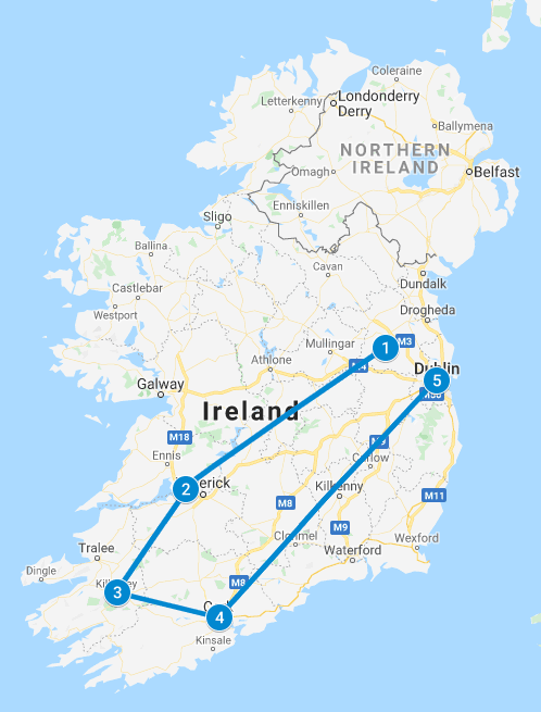 6 Flavor of Ireland Tour 2020 tour map