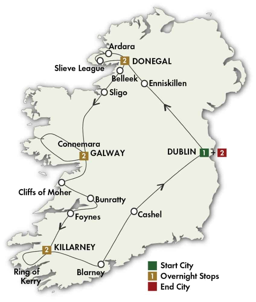 10 Day Irish Explorer tour map