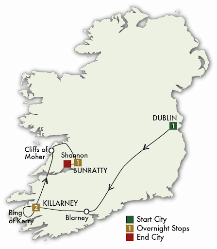 5 Day Taste of Ireland map