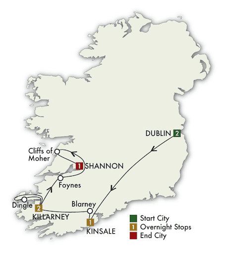7 Day Southern Gems tour map