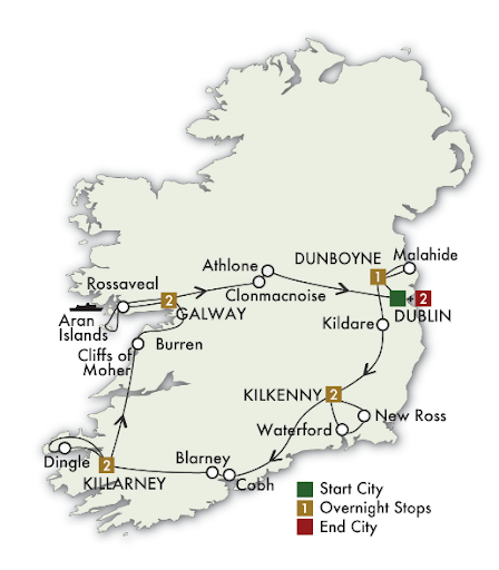 10 Day Irish Legends - map