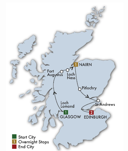 5 Day Taste of Scotland - map