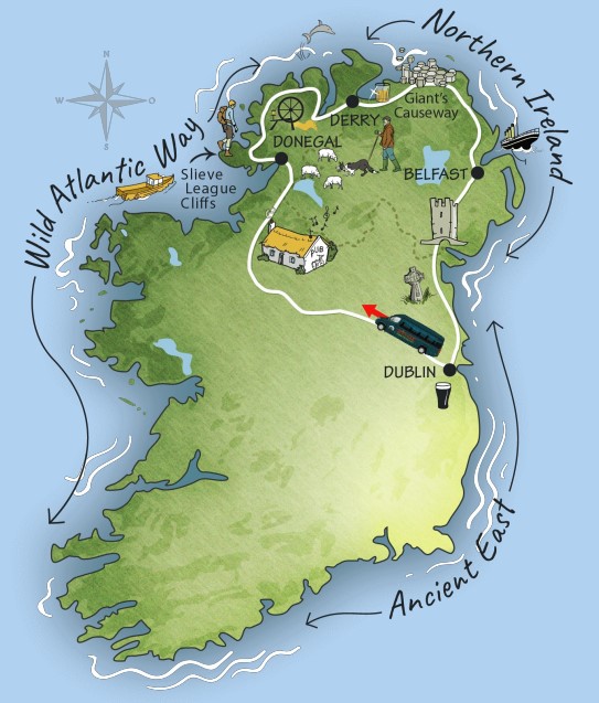 6 DAY NORTHERN IRELAND MAP