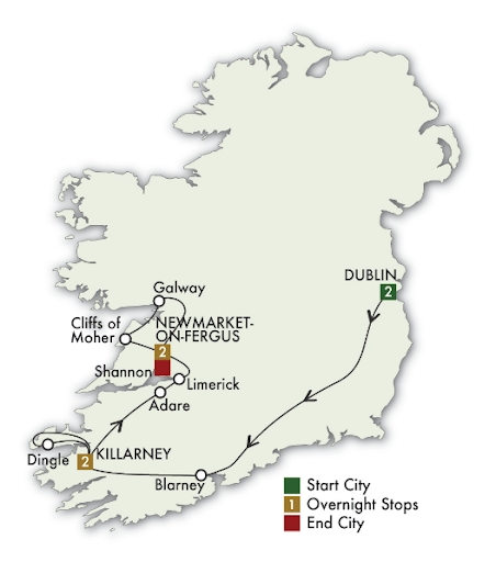 7 Day Best Of Ireland South - map