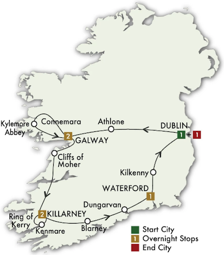 8 Day Irish Gold - map
